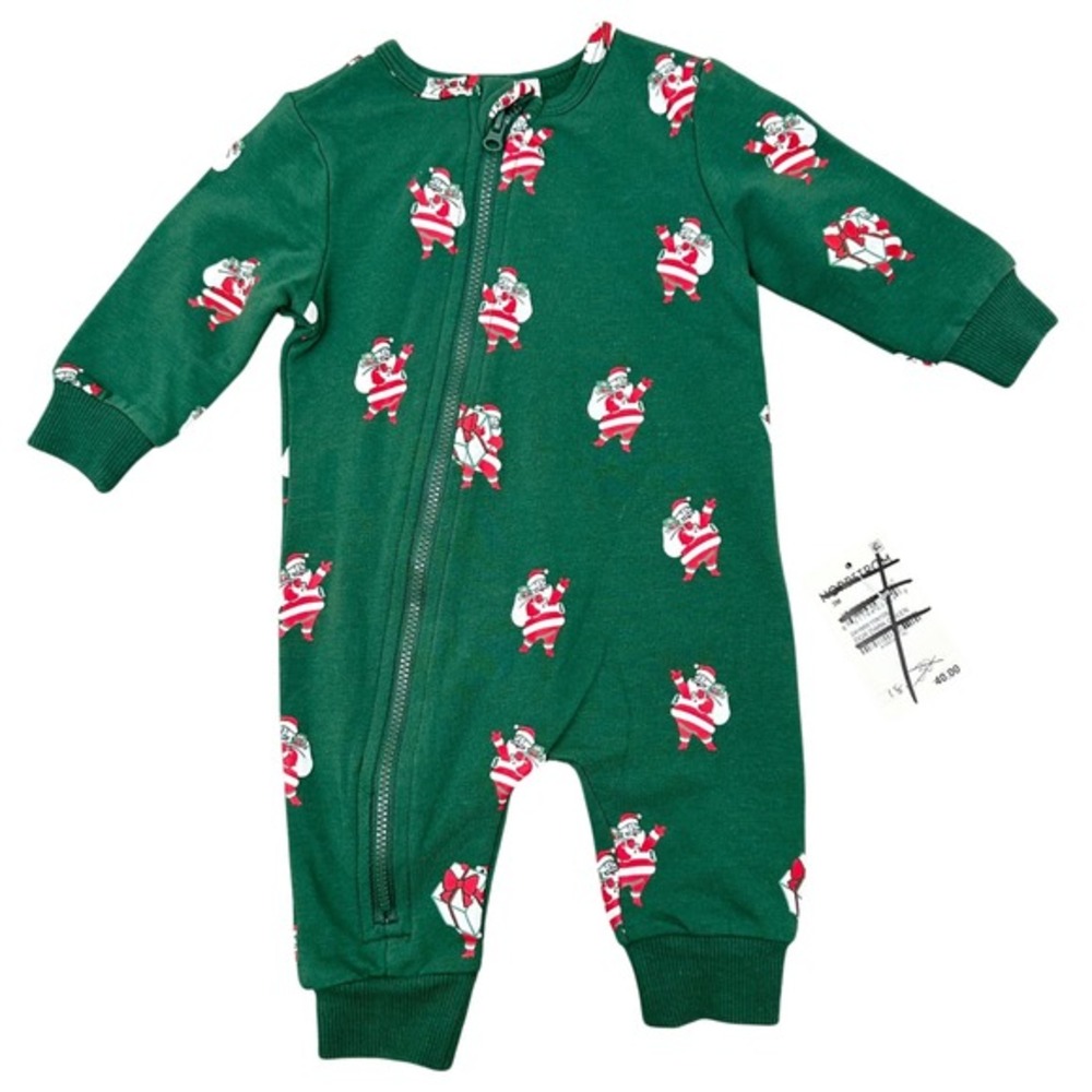 Miles the Label Santa Holiday Zip Romper - 3M - Christmas Outfit